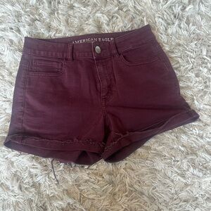 American Eagle Super Super Stretch Maroon Jean Shorts